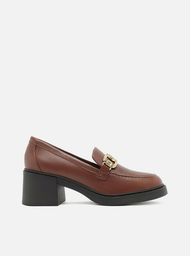 Mocassim Marrom Arezzo Couro Salto Bloco
