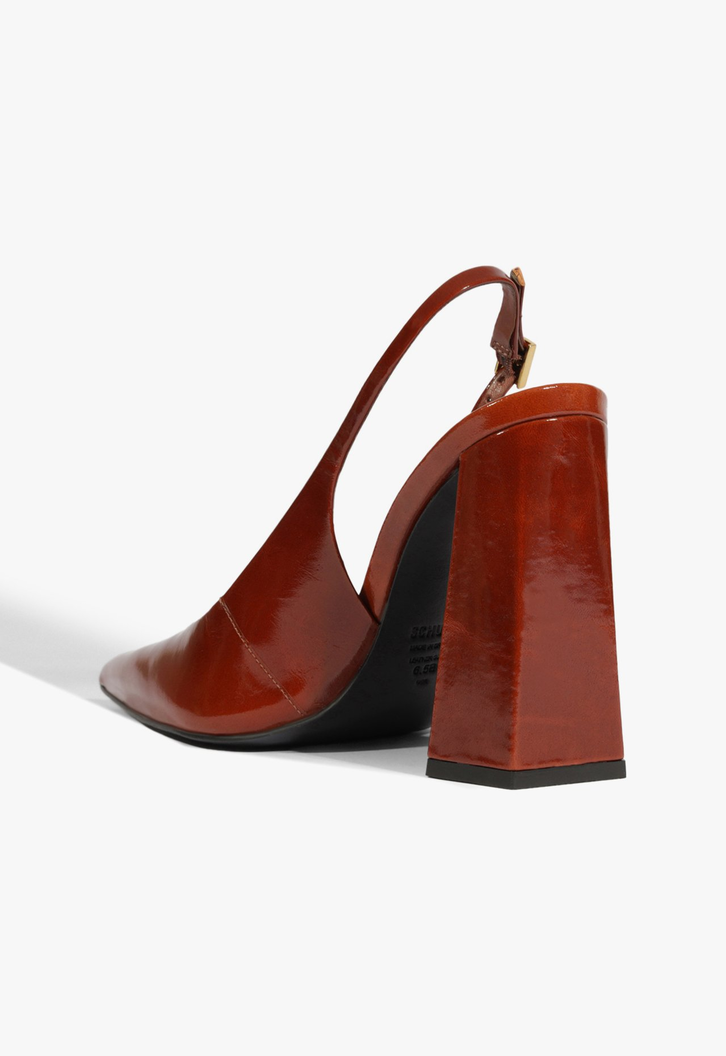 Scarpin Slingback Rhonda Couro Marrom