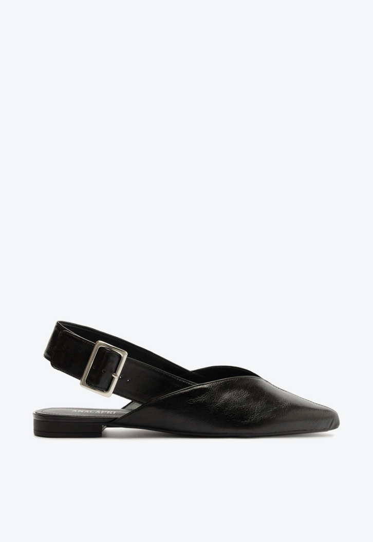 Sapatilha Slingback Tira Larga Preta