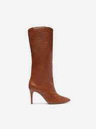 Bota Marrom Arezzo Croco Cano Alto Miranda