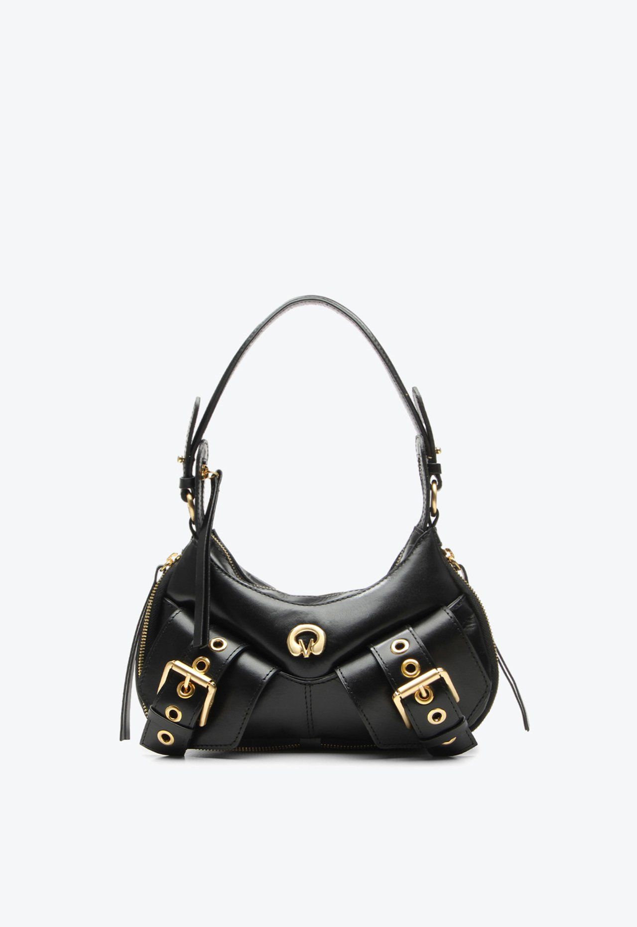 三美神 Bolsa Preta Vicenza Shoulder Rebel Média | ZZ MALL