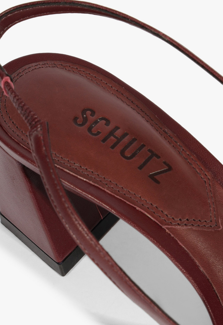 Scarpin Slingback Rhonda Mid Couro Vinho