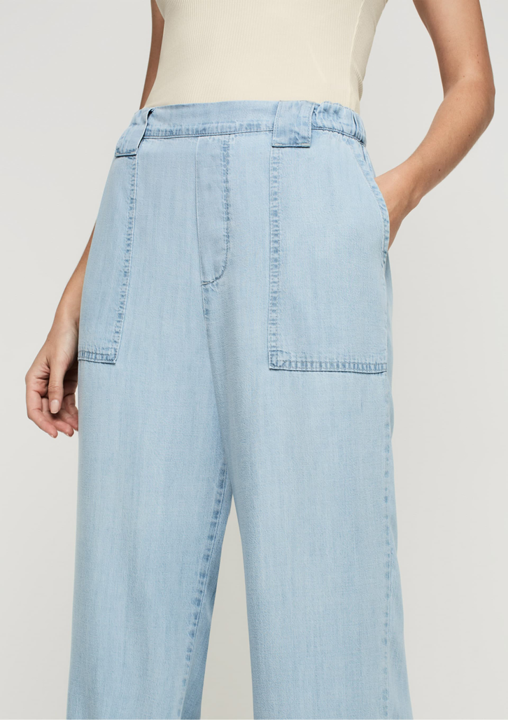 Calça Em Jeans Azul DZARM De Liocel Reta Cintura Alta