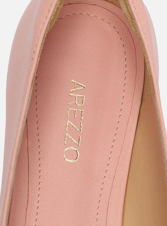 SAPATILHA ROSA AREZZO SOFT COURO BICO FINO