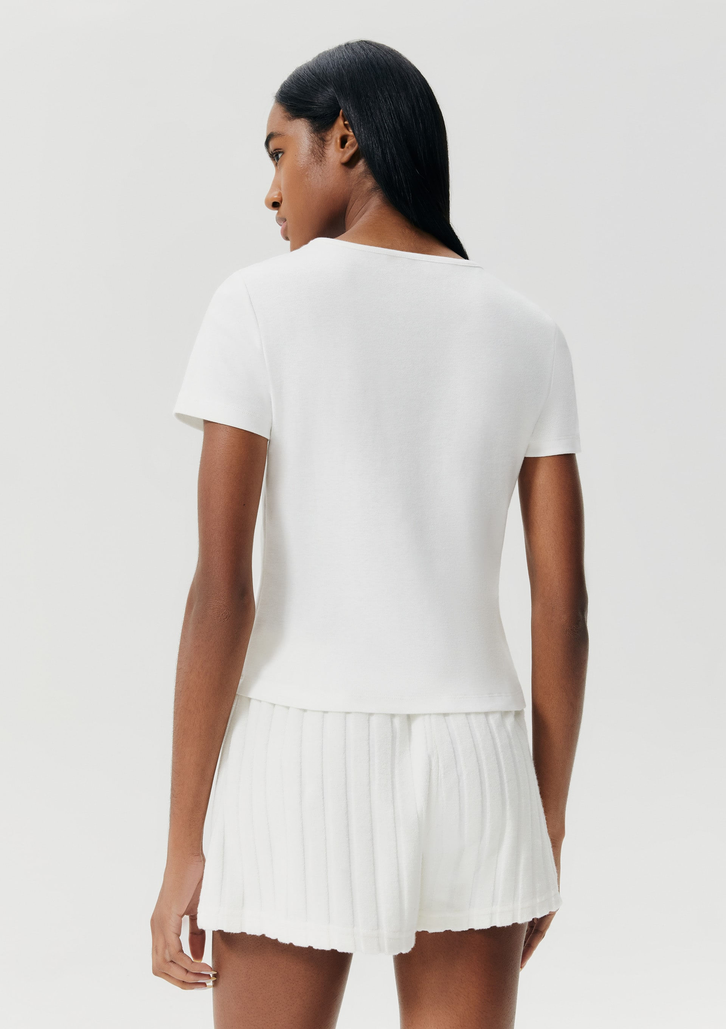 Pijama Off-White Hering Curto Feminino Com Shorts Atoalhado