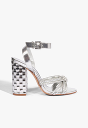 Sandália Prateada Schutz Kareena Woven Couro