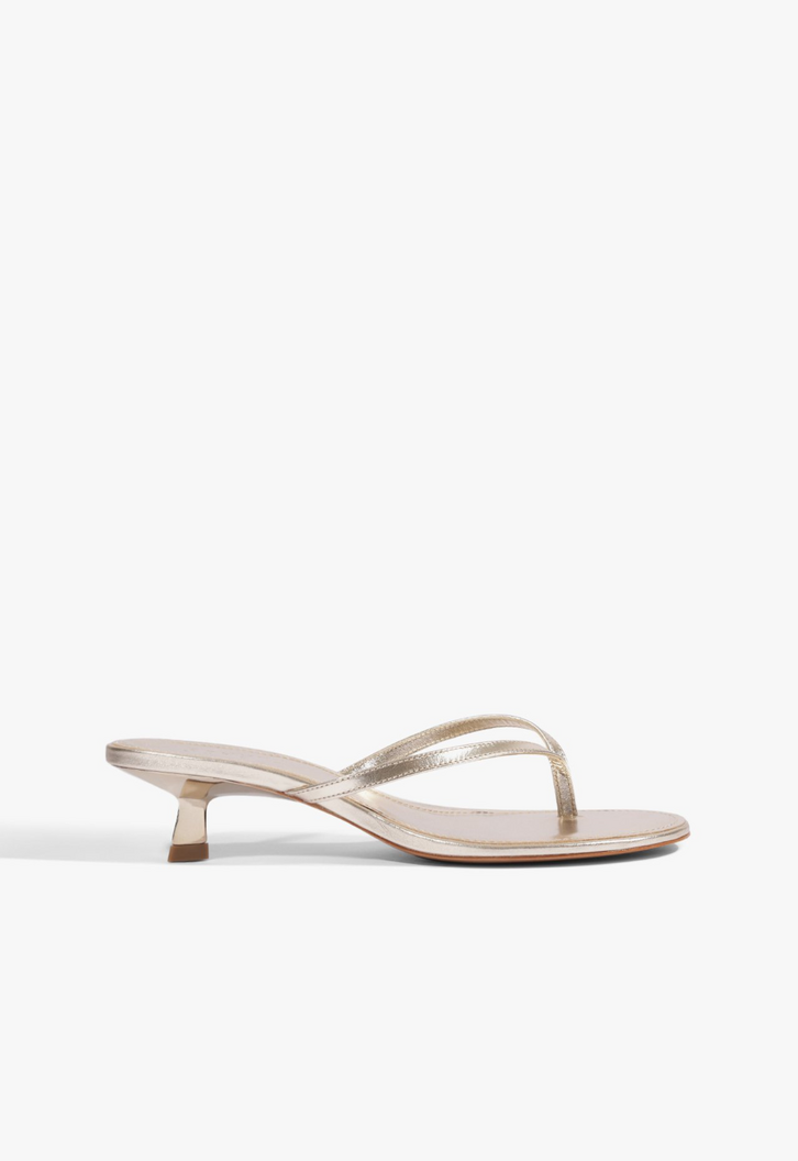 Sandália Schutz Bico Redondo Couro Dourado