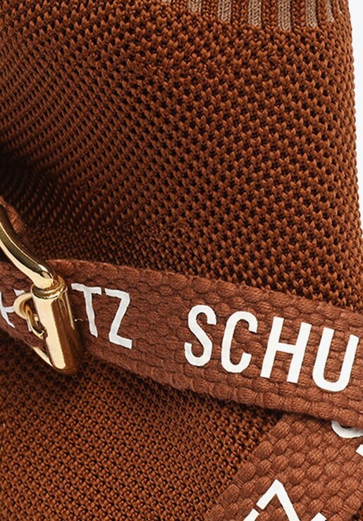 BOTA MARROM SCHUTZ BAIXA TRATORADA LOGO KNIT