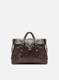 Bolsa Tote Marrom Couro Média Cadeado
