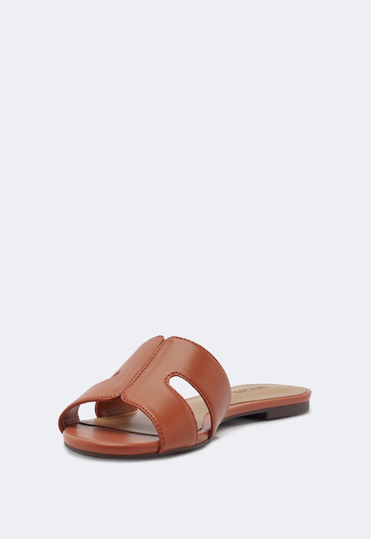 Rasteira Recortes Tira H Marrom