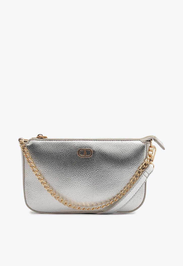 Bolsa Tiracolo Pequena Corrente Prata