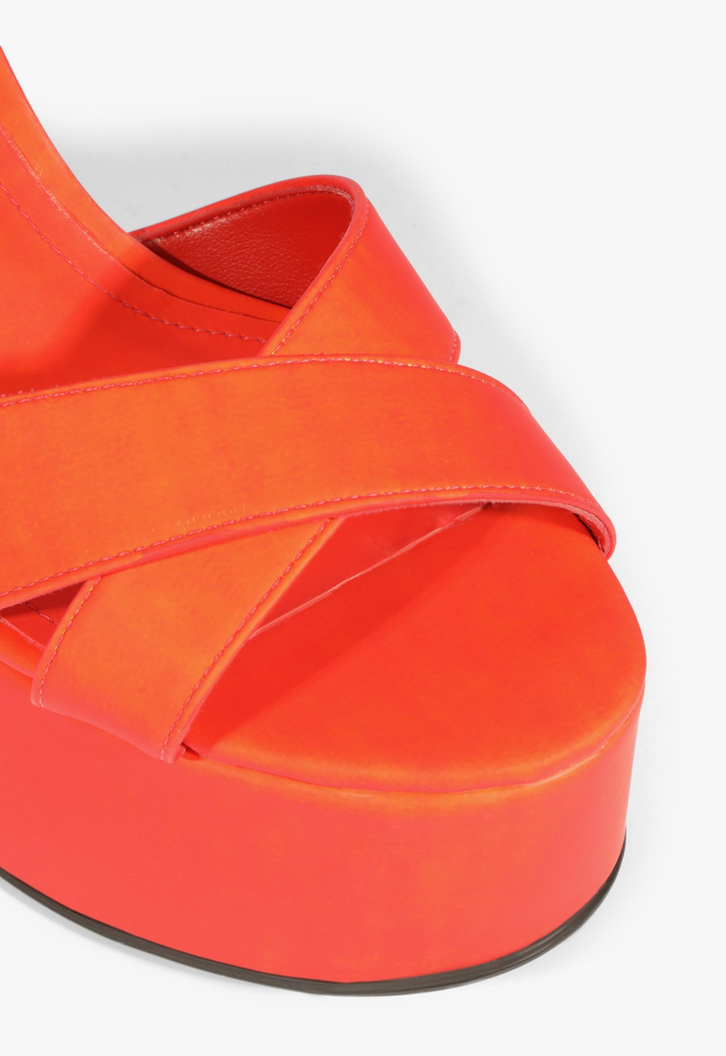 Sandália Hilda Wedge Couro Laranja