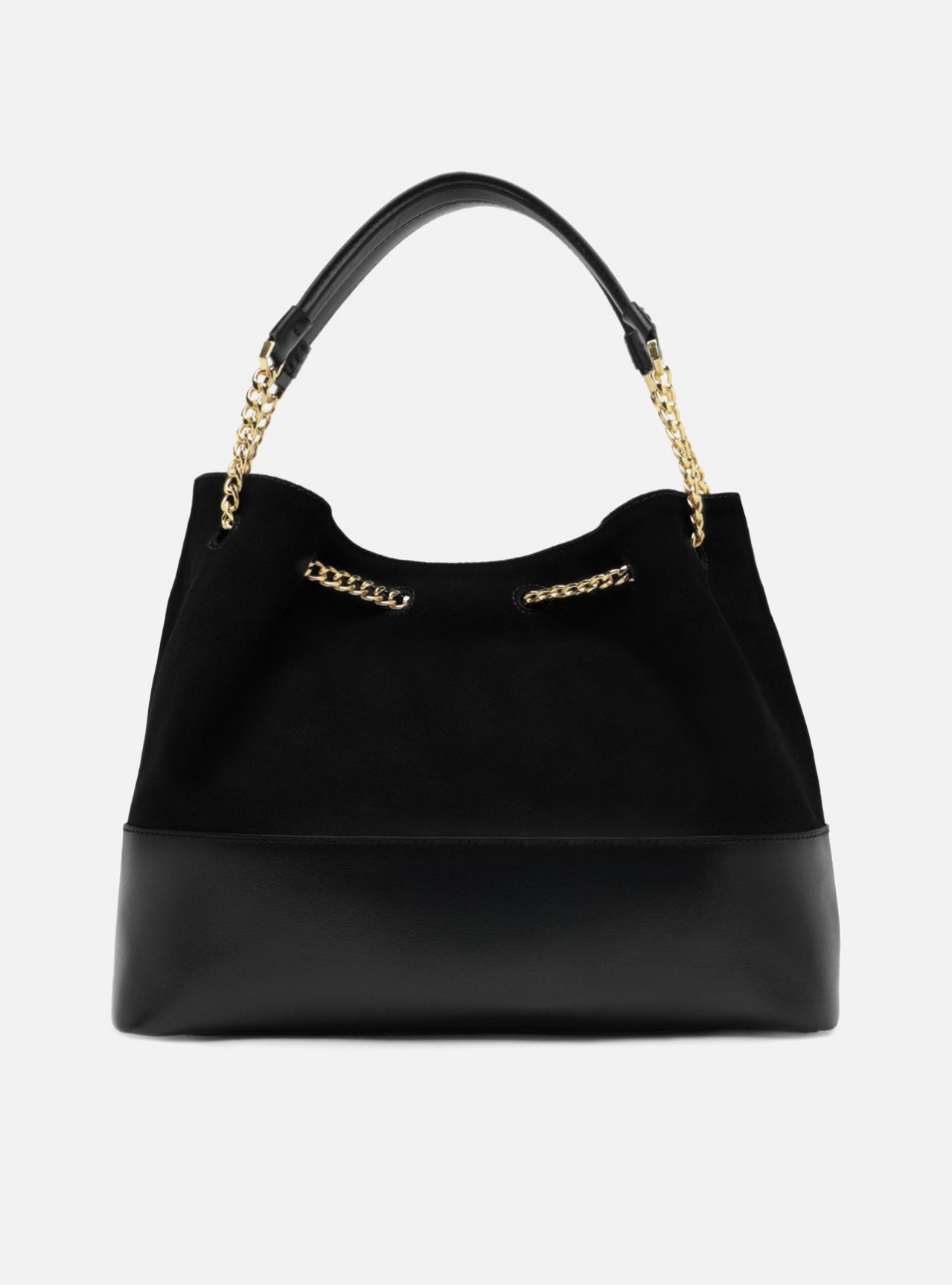 Bolsa Bucket Preta Couro Acamurçado Grande | ZZ MALL