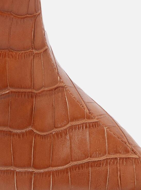 Bota Marrom Croco Cano Alto Miranda