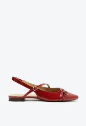 Sapatilha Slingback Fivela Dupla Vermelha