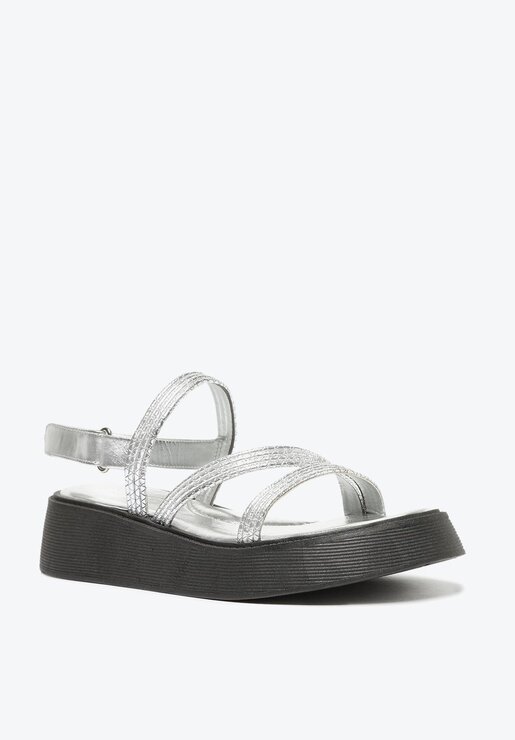 SANDÁLIA PAPETE PRATA SCHUTZ JODY FLATFORM