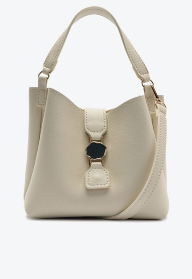 Bolsa Hobo Pequena Fechamento Metal Branco Off