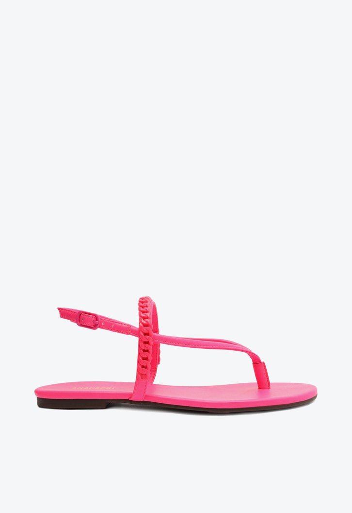 Sandália Rasteira Rosa Neon Anacapri Monocolor Corrente