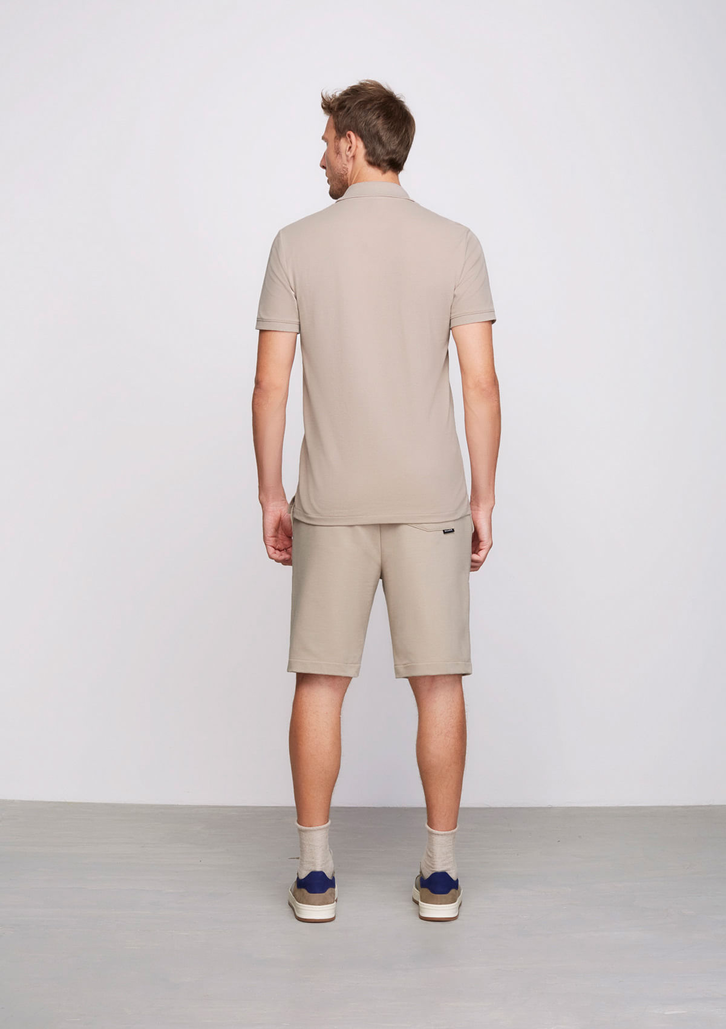Camisa Polo Bege Dzarm Em Malha Piquet