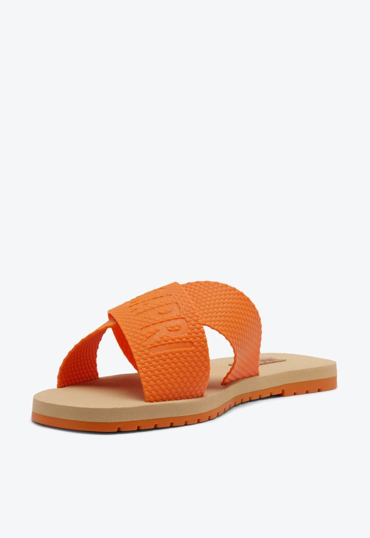 Rasteira Tiras Cruzadas Injetada Laranja