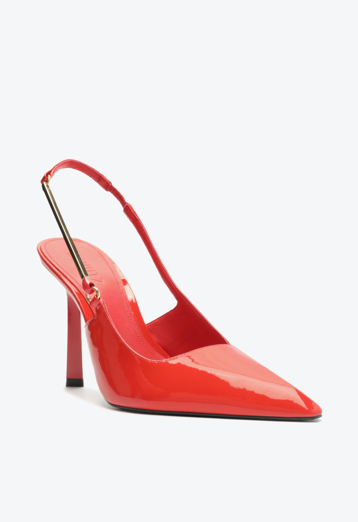 Sapato Scarpin Slingback Salto Alto Verniz Vermelho