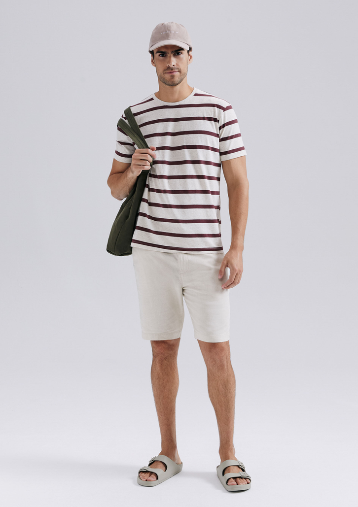 Bermuda Bege Hering Básica Masculina Chino Em Linho