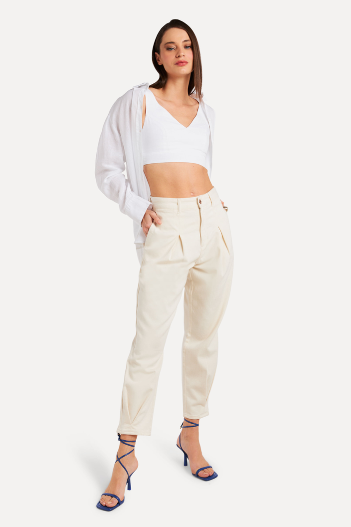 Top Branco Reversa Linho
