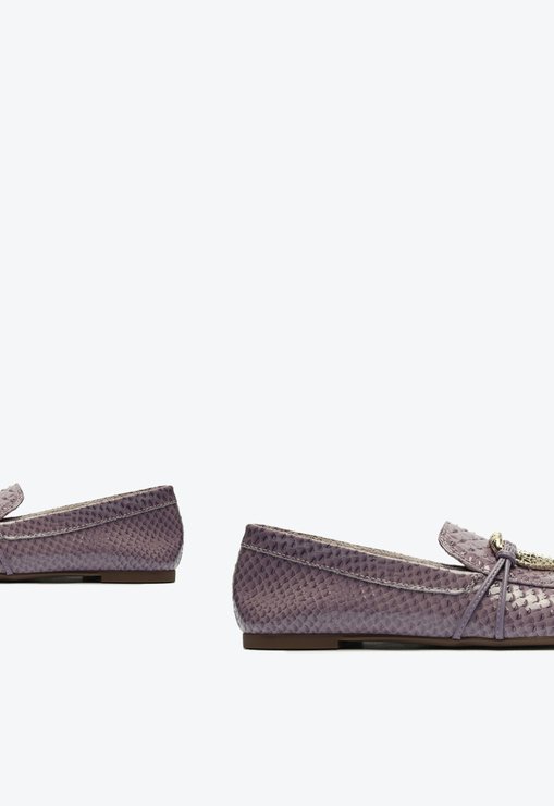 Sapato Mocassim Cicy Couro Croco Roxo