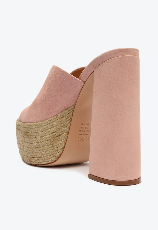 Sandália Mule Meia Pata Corda Camurça Rosa