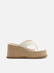 Sandália Plataforma Branca Arezzo Couro Palha Flip Flop