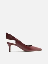 Scarpin Vinho Arezzo Couro Salto Fino Slingback Nó