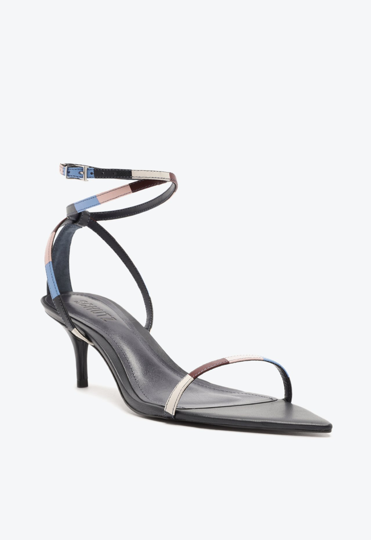 Sandália Preta Schutz Salto Mid Silvia Couro Cores | ZZ MALL