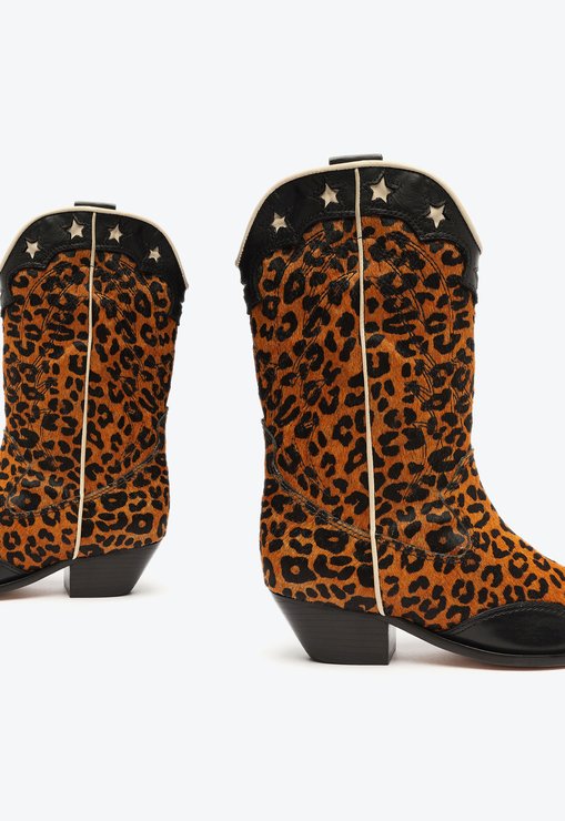 Bota S-Cicera Salto Bloco Couro Animal Print