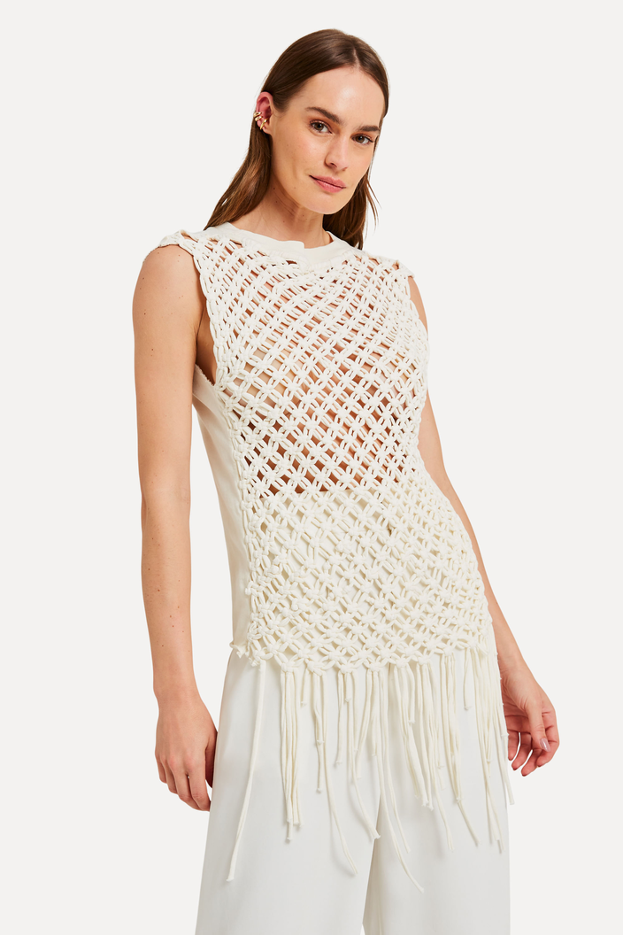 REGATA BEGE REVERSA MALHA MACRAME