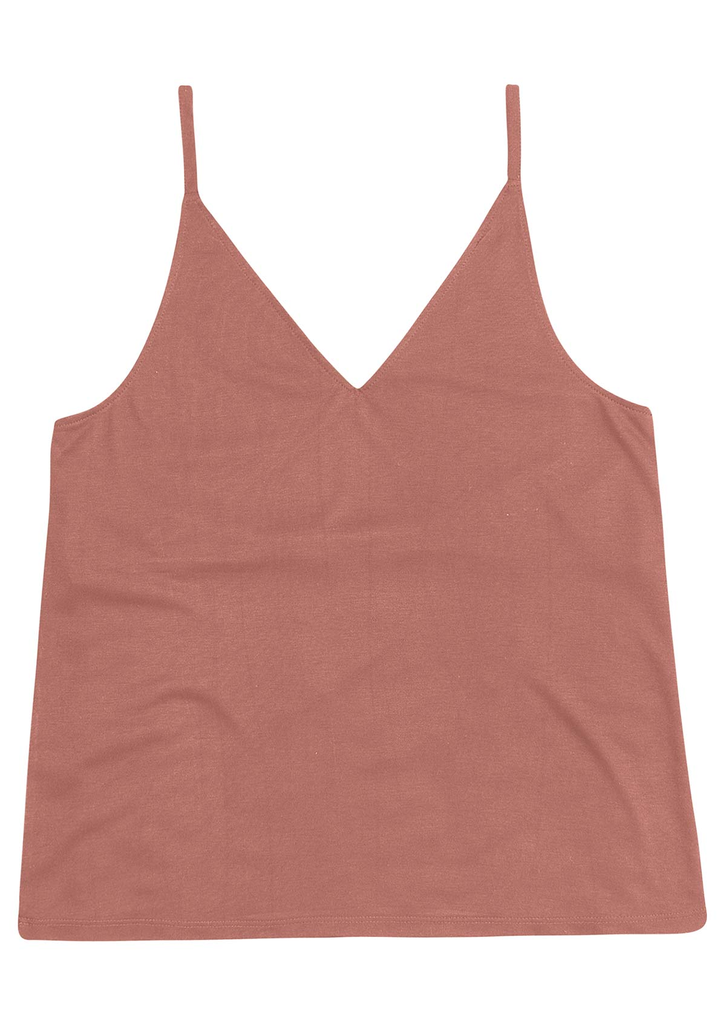 Regata Rosa Antigo Dzarm Decote V Com Alças Finas