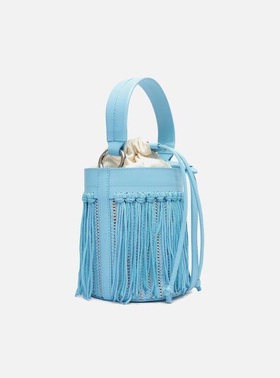 BOLSA BUCKET AZUL AREZZO FRANJAS LUCI MÉDIA