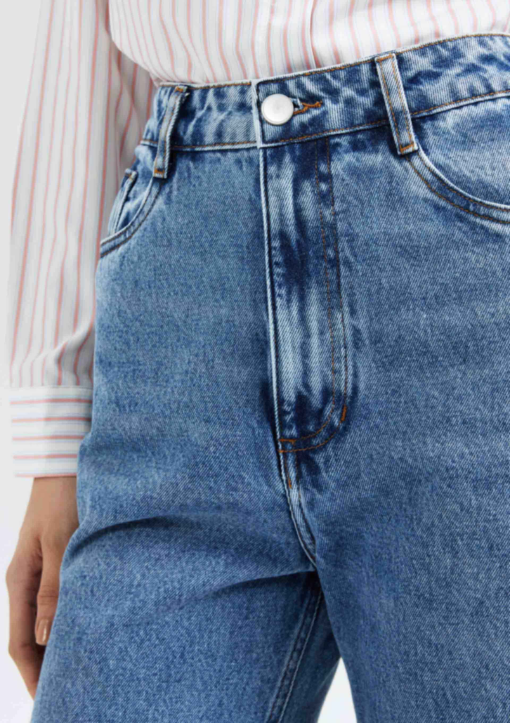 Calça Jeans Azul Hering Pantalona Cintura Média