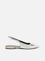 Sapatilha Prata Arezzo Bico Fino Slingback Aplicação