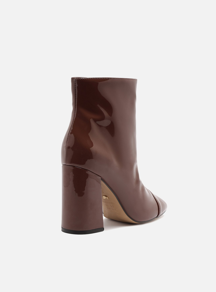 【一部予約！】 Bota Marrom Arezzo Verniz Salto Alto | ZZ MALL イヤホン