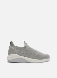 Tênis Slip On Prata Arezzo Knit Bico Redondo Básico