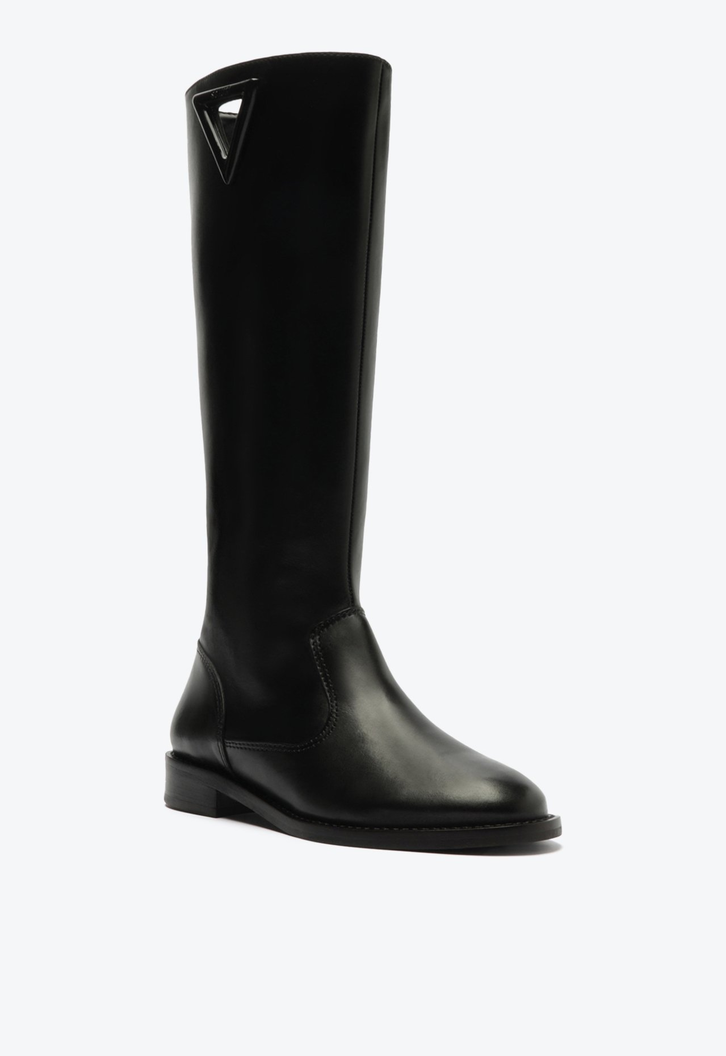 Bota Cano Longo Montaria Couro Preta