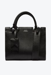 Bolsa Tote Preta Arezzo Couro Abbraccio Monocolor Média