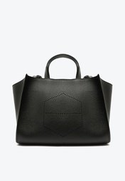 Bolsa Tote Preta Arezzo Grande Logo Perfurado