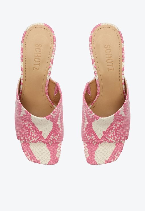 SANDÁLIA MULE ROSA SCHUTZ SALTO ALTO COURO