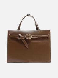Bolsa Tiracolo Marrom Escuro Arezzo Grande Fivela