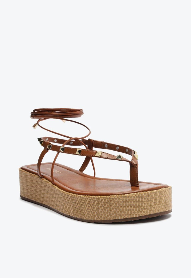 Sandália Flatform Marrom Arezzo Amarração Studs