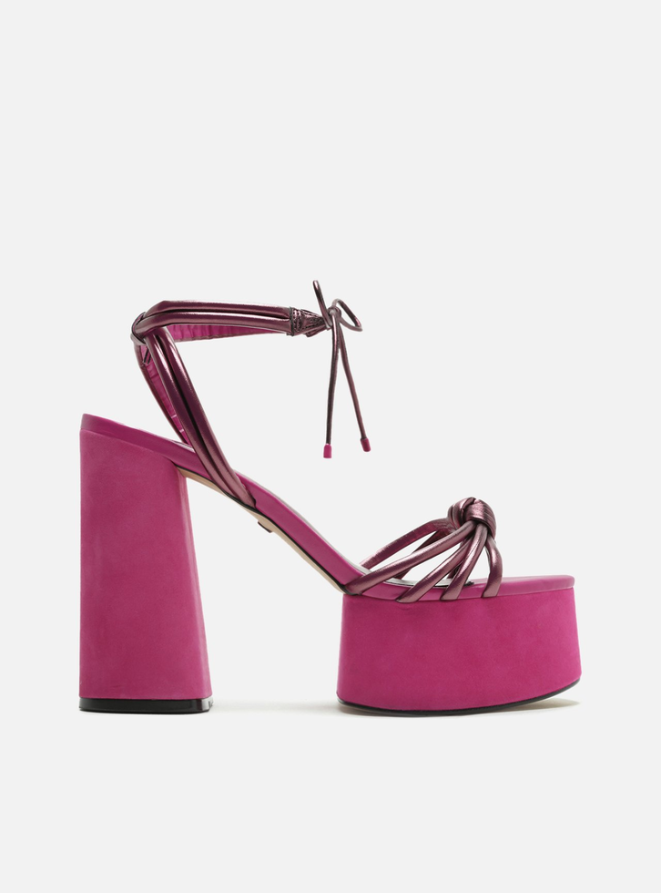 Sand lia Meia Pata Roxa Metalizada Arezzo Salto Bloco ZZ MALL