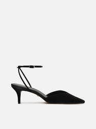 Scarpin Preto Arezzo Nobuck Salto Kitten Aberto