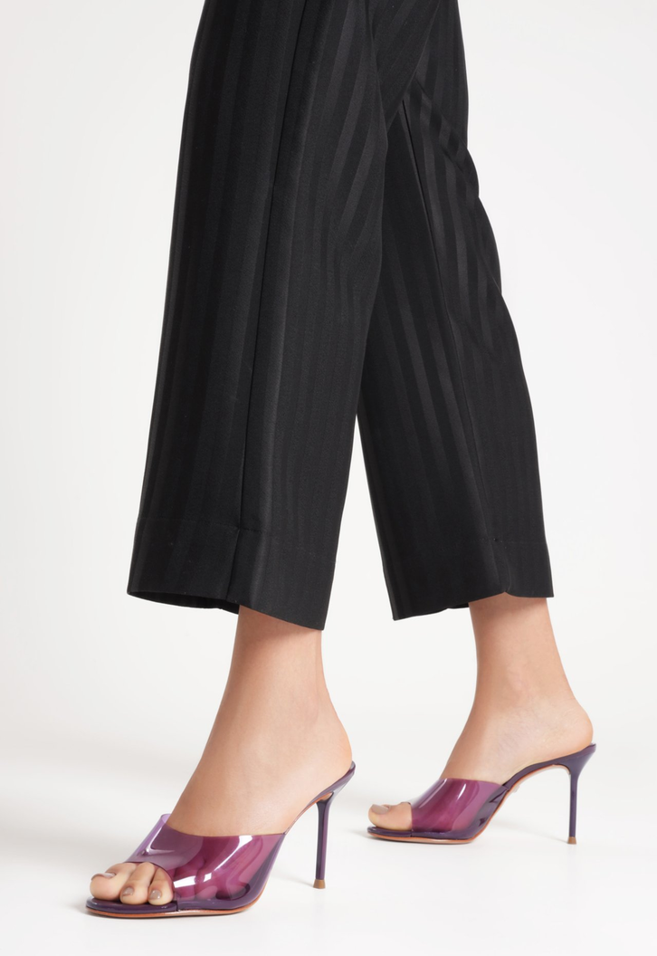 Sapato Mule Lina Vinil Salto Alto Roxo