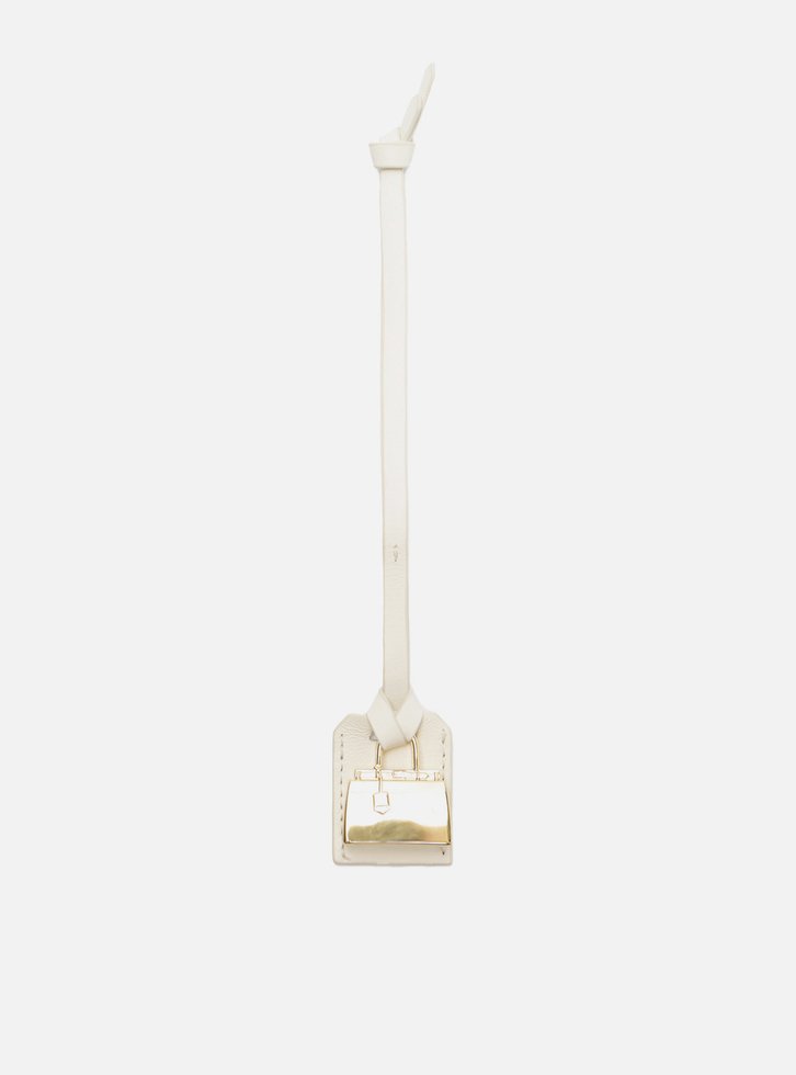 Bag Charm Branco Couro Mini Bolsa Metal